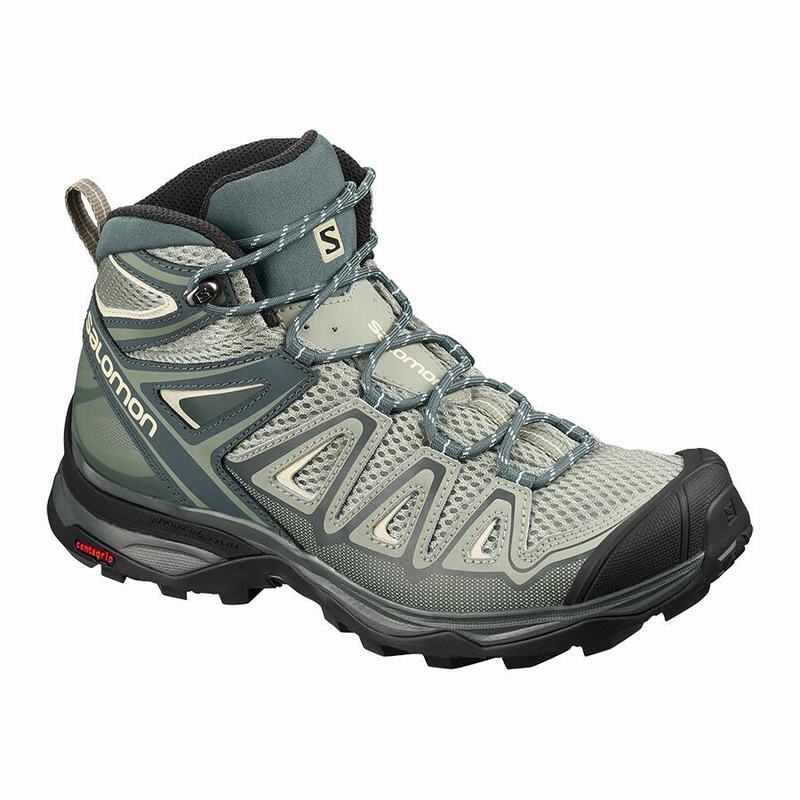 Salomon Singapore Womens Hiking Boots - X ULTRA MID 3 AERO Green | 08415-MEAW